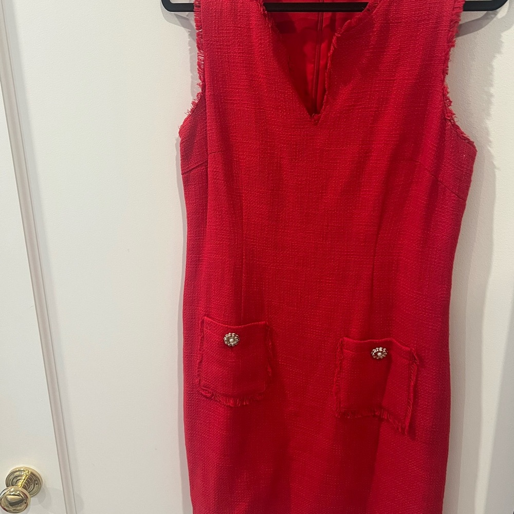 Karl Lagerfeld Tweed Red Sleeveless Dress